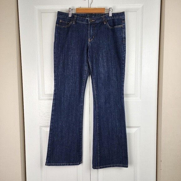 Michael Kors Jeans Flared Legs Dark Wash Denim Mid Rise Cotton Blend Stretch 8 - Picture 2 of 15
